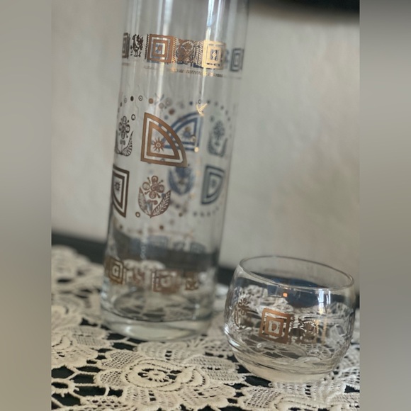 Vintage Culver Cocktail Set Pitcher Stirrer & 1 Lowball Glass Gold Trim EXC - Picture 2 of 5